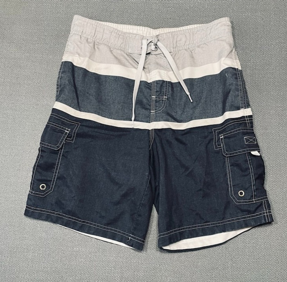 OP Men's Swim Trunks M 33x9 Stripe Cargo Pockets Heritage Surf Y2K
